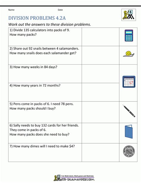 Third grade multiplication facts sample division word problems tables practice sheets 713×1024 via :johnhirokawa.com. Division Worksheets 4th Grade Division Worksheets Problems ...