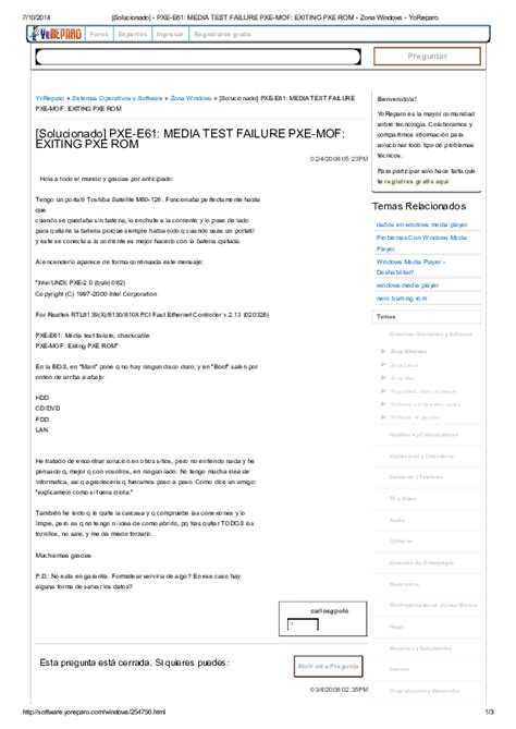 (PDF) [Solucionado] - PXE-E61 MEDIA TEST FAILURE PXE-MOF EXITING PXE ROM - Zona Windows - Yo ...