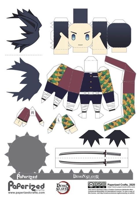 Giyu Tomioka Papercraft Chibi Anime Artesanías De Anime Otaku Anime