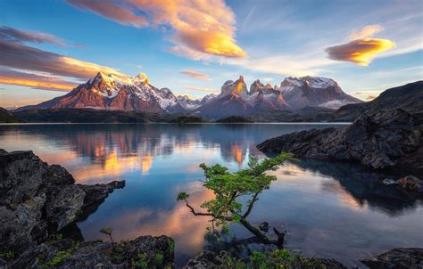 Wallpaper The Sky Clouds Mountains Lake Rocks Chile Patagonia
