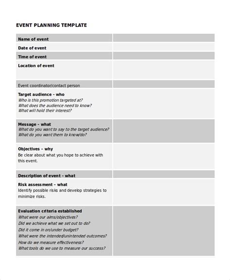 Event Planning Templates 11 Free Word Excel And Pdf Formats Samples