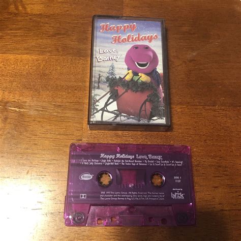 Happy Holidays Love Barney Cassette Tape Vintage 1997 Christmas Song
