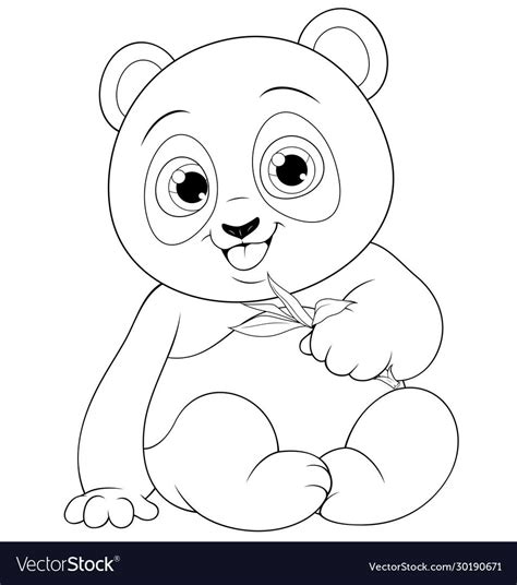 Vector illustration, cute funny little panda baby sitting smiling on a white background, colorin