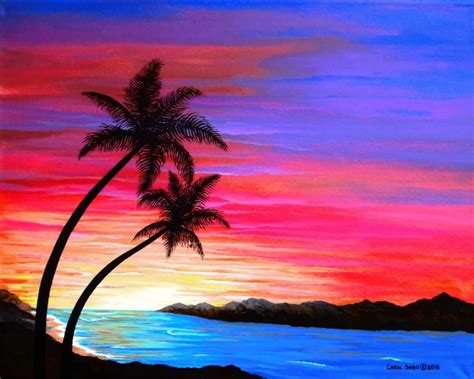 Tropical Sunset Painting Sunset Painting Sunset Painting Acrylic