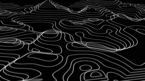 Abstract Animated Outline Topographic Contour Map Moving Waves On