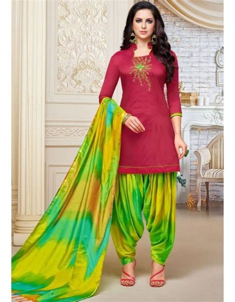 Gajari Pink Silk Patiala Kameez Patiyala Dress Beautiful Dress