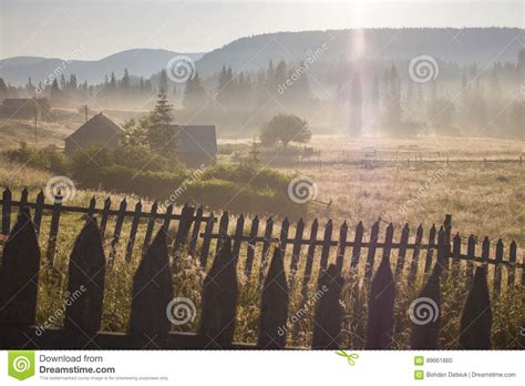 Morning Dew Fog Sun Rays In Mountains Stock Photo Image Of Beauty
