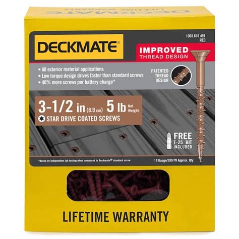 Deckmate 10 X 3 12 In Red Exterior Self Starting Star Flat Head Wood