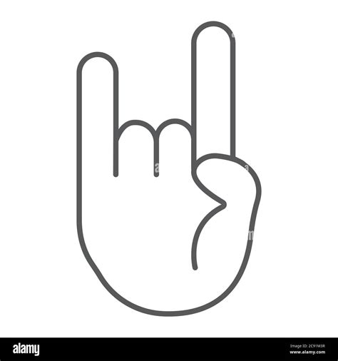 Rock And Roll Sign Thin Line Icon Music And Hand Heavy Metal Gesture