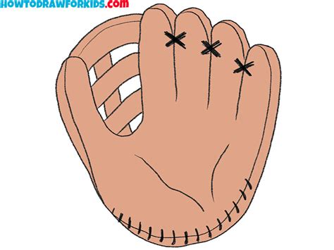 How To Draw A Baseball Glove Easy Drawing Tutorial For Kids