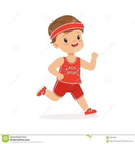Boy In A Red Uniform Running Marathon Runner Boy Running