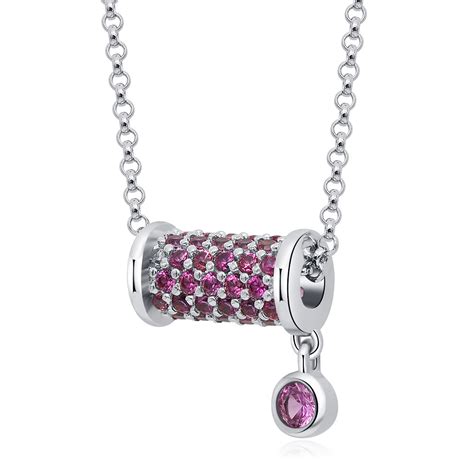 Elegance Cylinder Drop Pink Zirconium Necklace Pendant Wholesaler Jr
