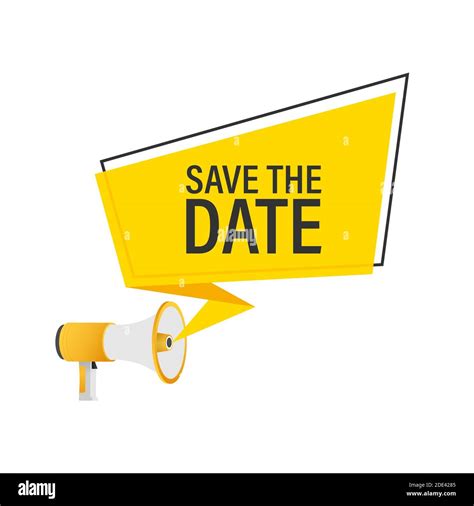 Save The Date Badge Mark On Megaphone Flat Vector Stock