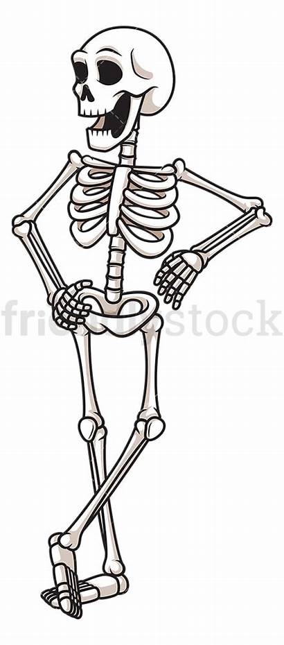 Skeleton Leaning Something Cartoon Clipart Vector Halloween