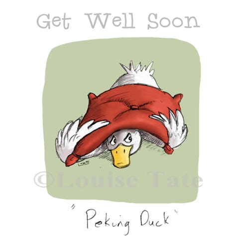Peking Duck Get Well Soon Greetings Card Louise Tate Illustration