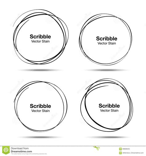 Set Of Vector Hand Drawn Circles Using Sketch Drawing Scribble Circle