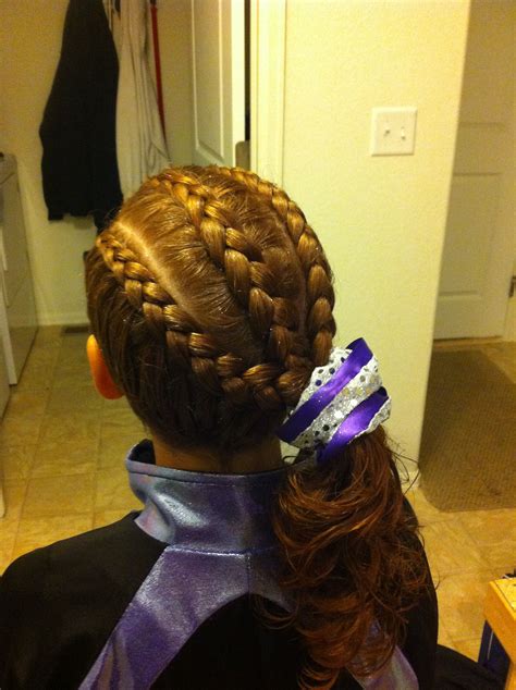 Triple Dutch Braid Angled Into A Side Ponytail Gymnastics Hair Hair