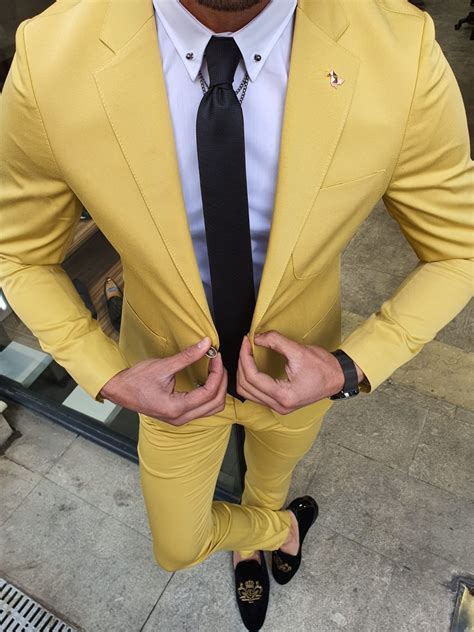 Buy Yellow Slim Fit Suit By With Free Shipping
