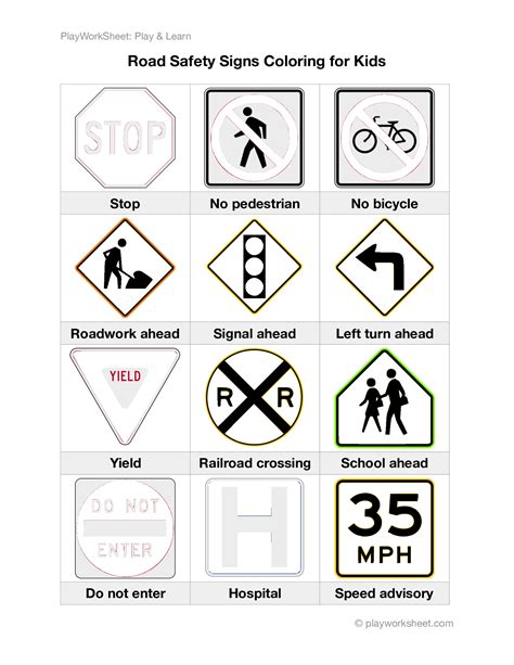 Road Safety Signs Coloring For Kids Free Printables For Kids