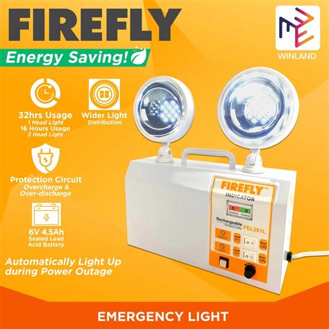 Firefly By Winland Quick Response Twinhead Rechargeable Emergency Lamp