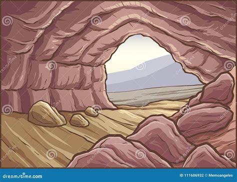Cartoon Rocky Cave Background Vector Illustration
