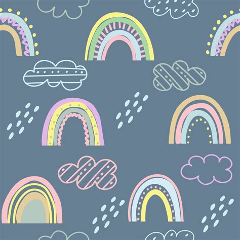 Rainbow Cloud Pattern And Drops Hand Drawing 3328578 Vector Art At Vecteezy