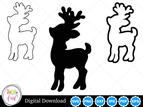 Reindeer Silhouette With Two Outlines Reindeer Svg Christmas Svg Winter