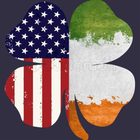 Irish American Shamrock Flag V Neck T Shirt Customon