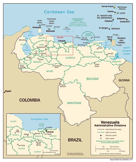 A gran escala mapa de administrativas divisiones de Venezuela Venezuela América del
