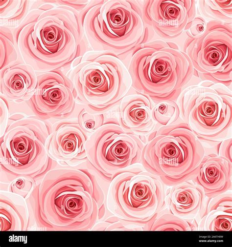Vector Seamless Background Texture With Pink Roses Stock Vector Image