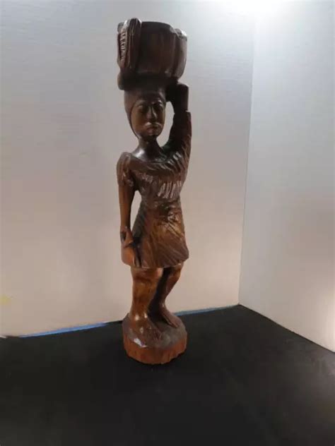 Wooden Sculpture Vintage Exotic Hand Carved African Tribal Or Island