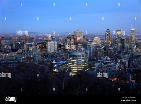 Canada Quebec Montreal Downtown Skyline At Night Stock Photo Alamy