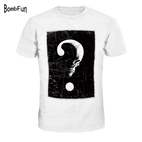 Bombfun 2018 New Men T Shirt Question Mark Print Casual Round Collar