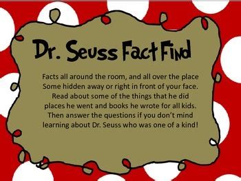 Dr Seuss Fact Find By Heather Russell Teachers Pay Teachers