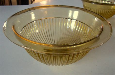 Vintage Hazel Atlas S Ribbed Yellow Depression Glass Small Mixing Bowl