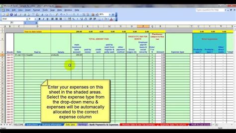 Small Business Bookkeeping Excel Spreadsheet —