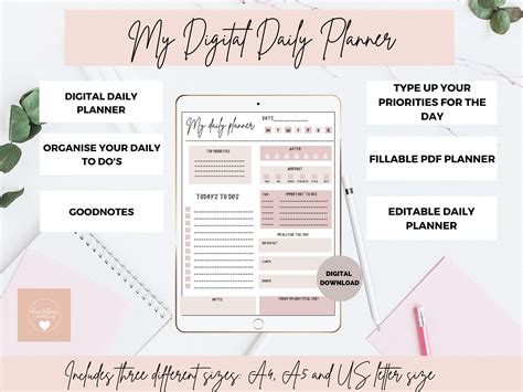 Goodnotes Undated Planner Digital Daily Planner Fillable Pdf Etsy Uk