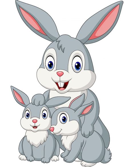 Familia De Conejos Felices Vector Premium