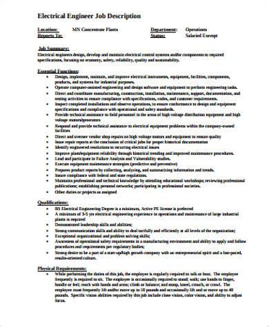 Job description, duties and requirements found the following information and resources relevant and helpful. FREE 12+ Engineer Job Description Samples in MS Word | PDF