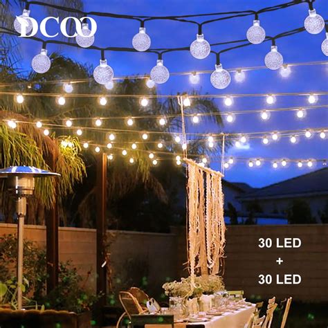 Dcoo 2 Pieces Solar Led Powered String Lights 30 Leds Globe Ball