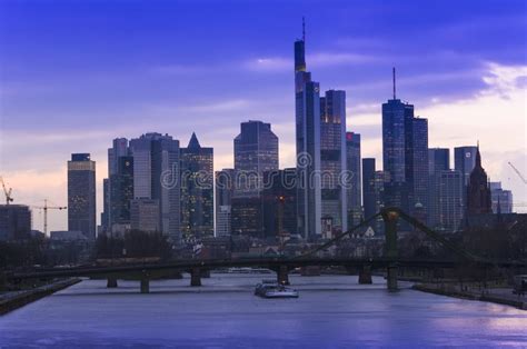 Cityscape Of Frankfurt At Sunset Germany Editorial Photography Image