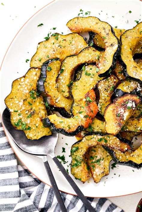 This recipe has a sweet maple flavor from syrup and an appealing nuttiness from pecans. Parmesan Herb Roasted Acorn Squash - Simply Scratch