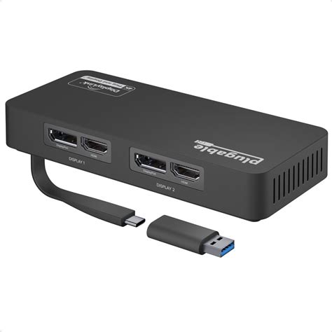 Plugable Usb 30 And Usb C 4k Displayport And Hdmi Dual Monitor Adapte