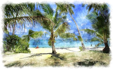 Watercolor Beach Watercolor Tropical Scenery A Collection Of