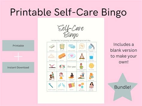 Self Care Bingo Printable Printable Bingo Planner Insert Etsy