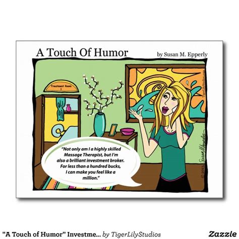 A Touch Of Humor Investment Broker Massage Comic Postcard Zazzle Humor Humour Investing