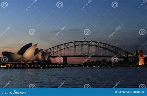 View Of Sydney Opera House And Harbour Bridge At Dusk From Mrs