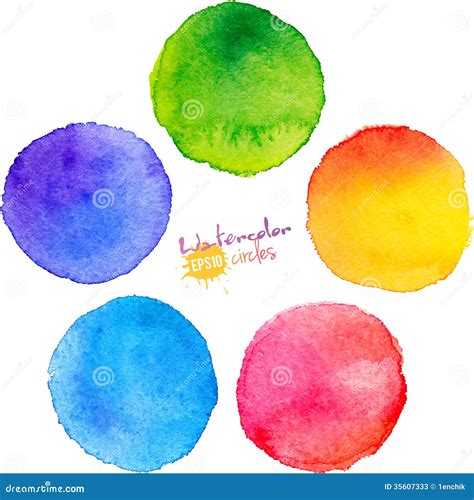 Colorful Isolated Watercolor Paint Circles Stock Vector Illustration
