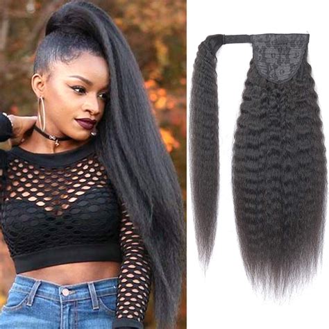 Ponytail Kinky Straight 100 Human Hair Alleen Haar