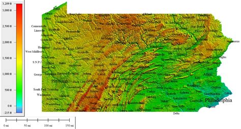 Pennsylvania Map Elevation